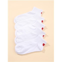 5 Paar Knöchelsocken mit Herz Muster