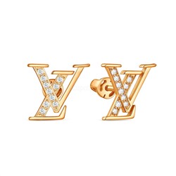 Серьги-пусеты из золочёного серебра с фианитами - LV 4-581з200