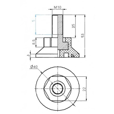 Опора-болт ТУНДРА 40, М10, h=35 мм