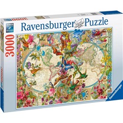 Ravensburger. Пазл карт. 3000 арт.17117 "Карта мира флора и фауна"