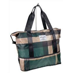 Дорожная сумка из текстиля, цвет зеленый с бежевым