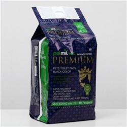 Пеленки впитывающие "BLACK Premium" для животных гелевые, 60 х 40 см (в наборе 10шт)