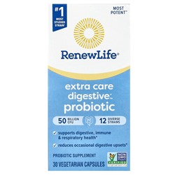 Renew Life Экстракаре Пробиотик для пищеварения, 50 миллиардов КОЕ, 30 вегетарианских капсул - Renew Life