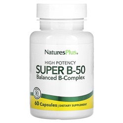 NaturesPlus Высокоэффективный Super B-50, 60 капсул