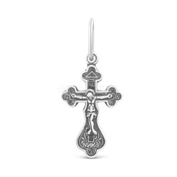 Крест православный из чернёного серебра - Спаси и сохрани 2,6 см 925 пробы 00-0020ч