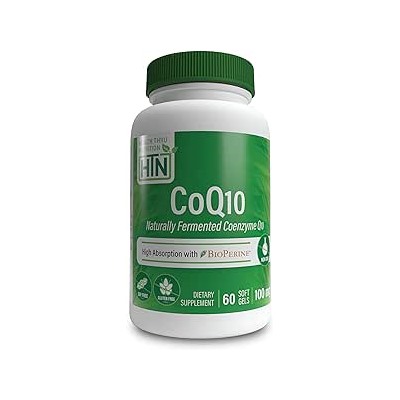 Health Thru Nutrition CoQ-10 100mg with BioPerine | High Absorption Naturally Fermented USP Grade Coenzyme Q10 | 3rd Party Tested | Heart Health and Energy Support | Non-GMO (Pack of 60)