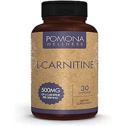 Pomona Wellness L- Carnitine, Helps Boost Metabolism, Supports Cognitive Health Cardiovascular Functions and Metabolic Health, 500mg Per Serving, Non-GMO, 30 Capsules