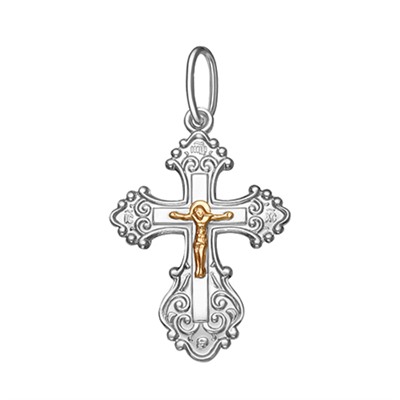 120-08 Крест комбинированый серебро+золото штампованный