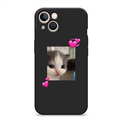 Матовый силиконовый чехол Милый котик на iPhone 13