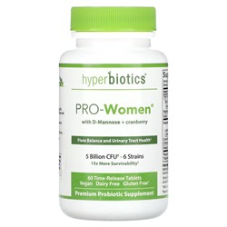 Hyperbiotics PRO-Women, Без вкуса, 5 миллиардов КОЕ, 60 таблеток с продленным высвобождением - Hyperbiotics