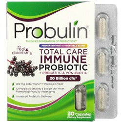 Probulin Total Care Immune Probiotic + Prebiotic & Postbiotic с настоящей бузиной, 20 миллиардов, 30 капсул (20 миллиардов КОЕ на капсулу)