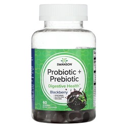 Swanson Пробиотик + пребиотик, ежевика, 60 жевательных конфет