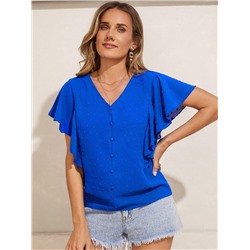 SHEIN Clasi Rüschen Kurzärmelige Bluse Für Frauen