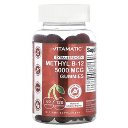 Vitamatic Метил B-12, Высокая концентрация, Натуральная вишня, 5000 мкг, 120 жевательных конфет - Vitamatic