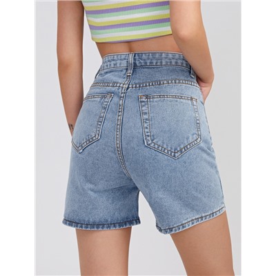 Einfarbige Denim Shorts mit geradem Beinschnitt