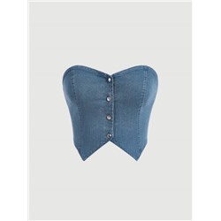 SHEIN MOD Denim Top mit Knopf vorne, Tube