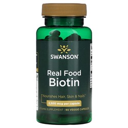 Swanson Real Food биотин, 2500 мкг, 90 растительных капсул