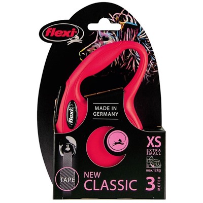 Рулетка Flexi  New Classic XS (до 12 кг) 3 м лента, красная