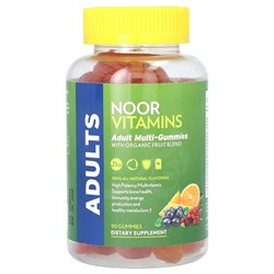 Noor Vitamins Мульти-жевательные конфеты для взрослых с органической фруктовой смесью, 90 жевательных конфет