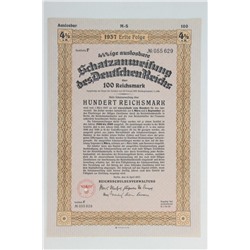 Акция Казначейства Германского рейха, 100 рейхсмарок 1937 г, Германия