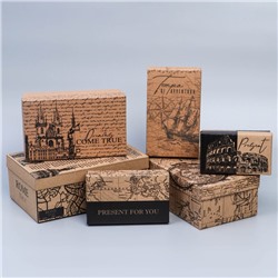 Набор подарочных коробок 6 в 1 «Газета», 12 х 7 х 4 ‒ 22 х 14 х 8.5 см