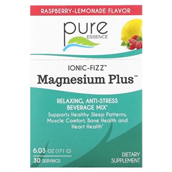 Pure Essence Ionic-Fizz, Magnesium Plus, малиновый лимонад, 30 пакетиков по 0,2 унции (5,7 г) каждый