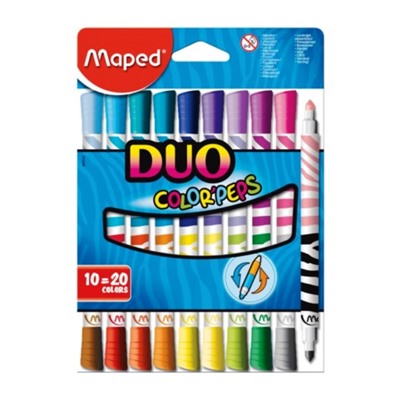 Maped. Фломастеры "Color'Peps Duo" двусторонние с треуг. пиш.узлом для письма (10шт.20цв) арт.847010