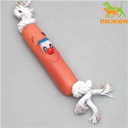 Игрушка на канате "Сосиска" для собак, 30 см (сосиска 14 см)
