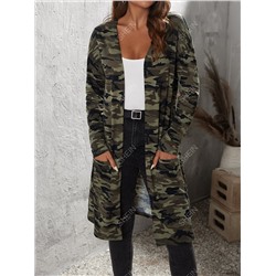 SHEIN LUNE Mantel mit Camo Muster, Zwei Taschen, Drop Shoulder