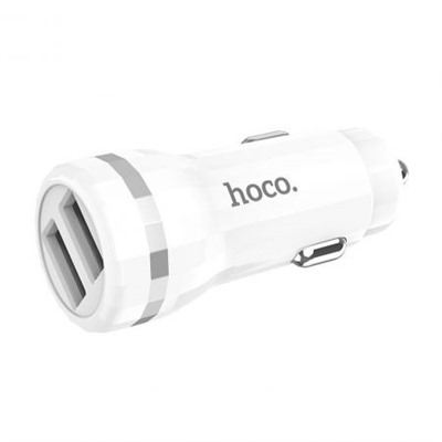 Зарядное автомобильное устройство Hoco Z27 2.4A 2xUSB + кабель Lightning, белое