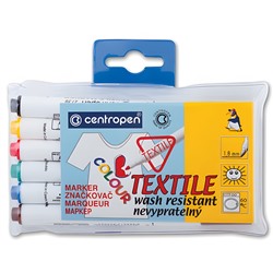 Маркеры для ткани 6 ЦВЕТОВ CENTROPEN "Textile Marker", круглый наконечник, 1,8 мм, 2739/6, 5 2739 06