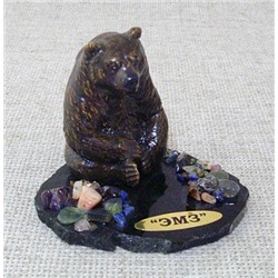 Фигурка Медведь малый сидит, на змеевике, 1421