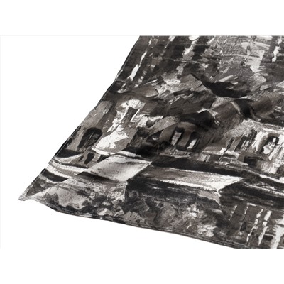 Платок на голову, с городом MAGROM, серый, 90 х 90 см, из вискозы и шелка