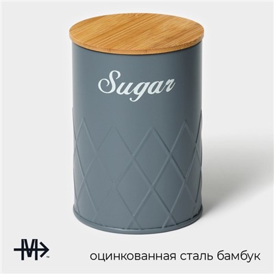 Банка для сахара Magistro Sugar Graphite, 9,5×13,5 см, цвет серый, с бамбуковой крышкой