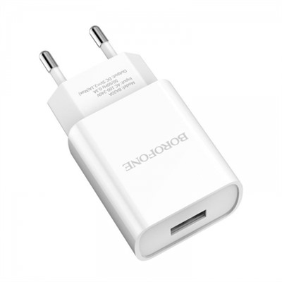 Зарядное устройство Borofone BA20A, 2.1А USB + кабель Lightning, белое