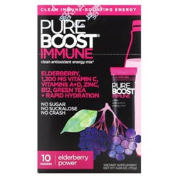Pureboost Immune, Чистая антиоксидантная энергетическая смесь, сила бузины, 10 пакетов по 11,5 г (0,41 унции) каждый