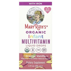 MaryRuth's Органические мультивитаминные жидкие капли для младенцев, 6–12 месяцев, апельсин и ваниль, 2 жидкие унции (60 мл)