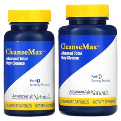 Advanced Naturals CleanseMax, Комплексное очищение всего тела на 30 дней, 2 флакона, 60 растительных капсул в каждом
