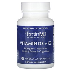 BrainMD Витамин D3 + K2 - 60 растительных капсул - BrainMD