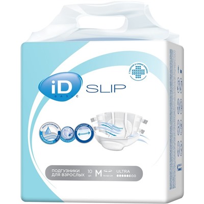 Подгузники для взрослых iD Slip Basic, размер M, 10 шт.