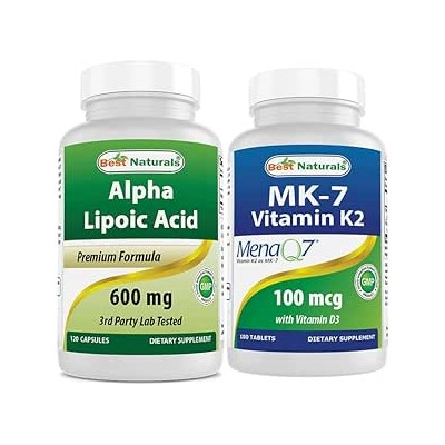 Best Naturals Alpha Lipoic Acid 600 mg & Vitamin K2 (MK7) with D3