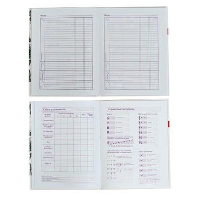 Дневник для музыкальной школы 40 листов "Вид-01", твёрдая обложка, глянцевая ламинация