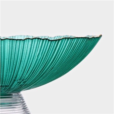 Ваза из стекла для фруктов Magistro «Фейерверк», 1,4 л, 25×10 см, цвет изумрудный