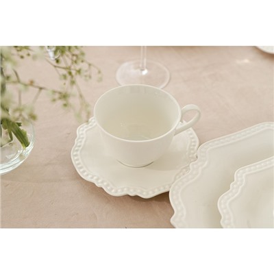 Чайная пара фарфоровая Magistro «Сюита», 2 предмета: кружка 250 мл, блюдце d=15,5 см, цвет белый