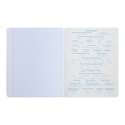 Тетрадь предметная "Яркая цветная", 48 листов в клетку "Физика", обложка мелованный картон, выборочный лак, со справочным материалом