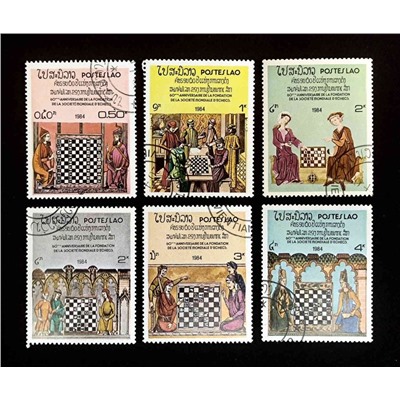 Набор марок 60-летие всемирной шахматной федерации, Лаос, 1984 год (полный комплект)