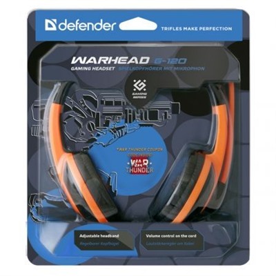 Гарнитура DEFENDER G-120 Warhead, игровая черно/оранжевая (64099)