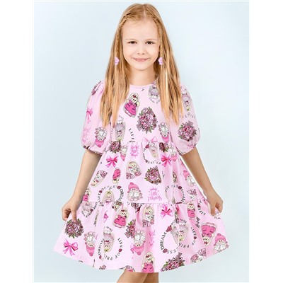 Платье для девочки KETMIN ЭФФЕКТ цв.Зайчики Розовый