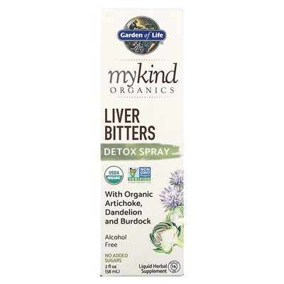 Garden of Life MyKind Organics, Детокс-спрей для печени, без спирта, 2 жидких унции (58 мл)