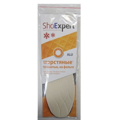 Стельки утеплённые SHOExpert Alu, шерстяные прошитые, на фольге, размер 36-45